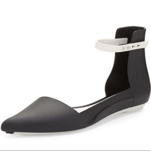 Melisa designer black flats with ankle strap